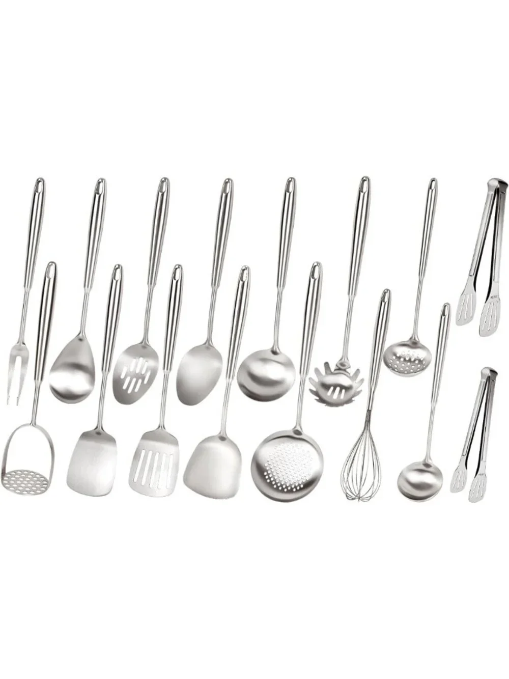 16PCS Stainless Steel Cooking Utensils Set - Metal Kitchen Tools, Dishwasher